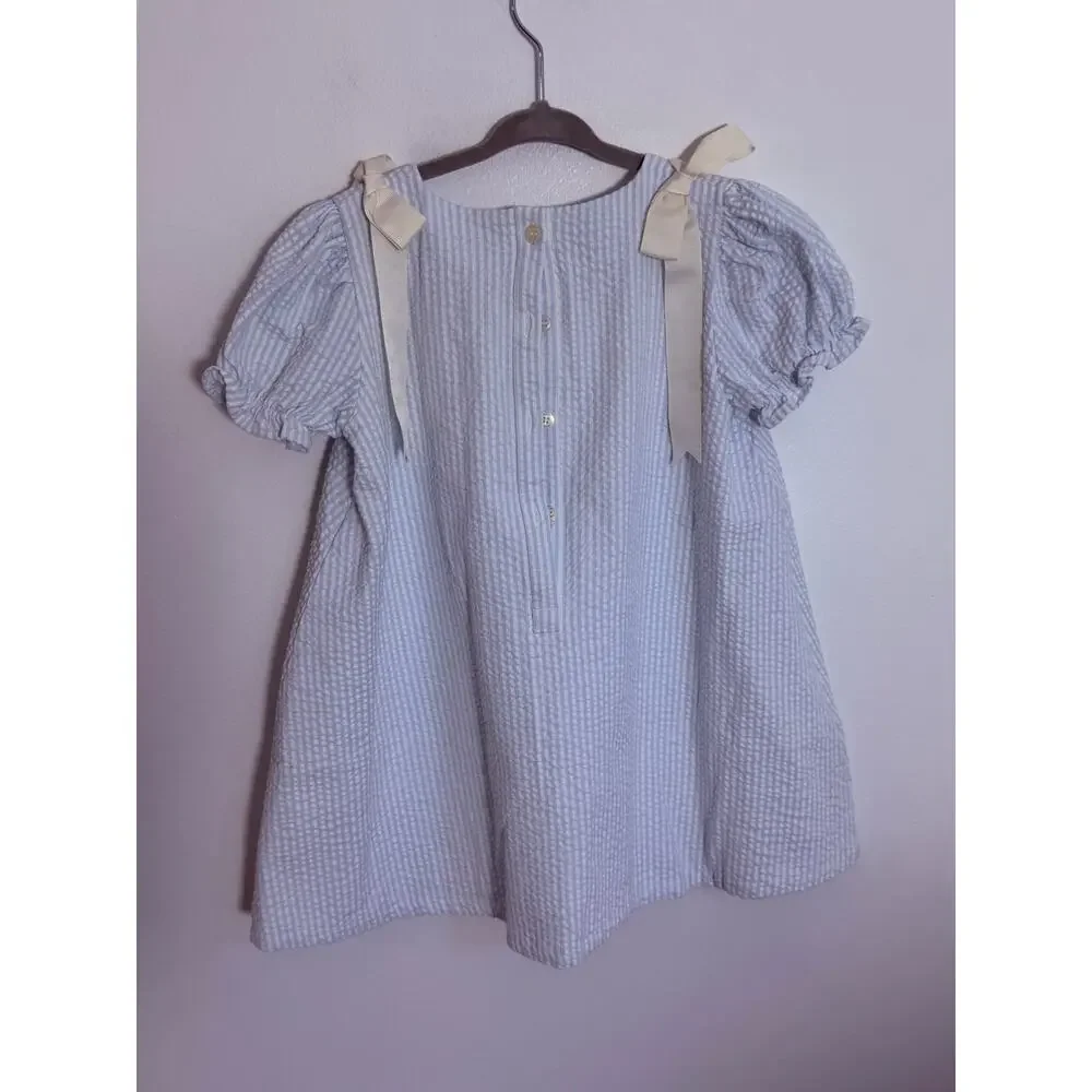 Henry Duvall JANE DRESS IN BAILEY'S BAY BLUE SEERSUCKER size 5